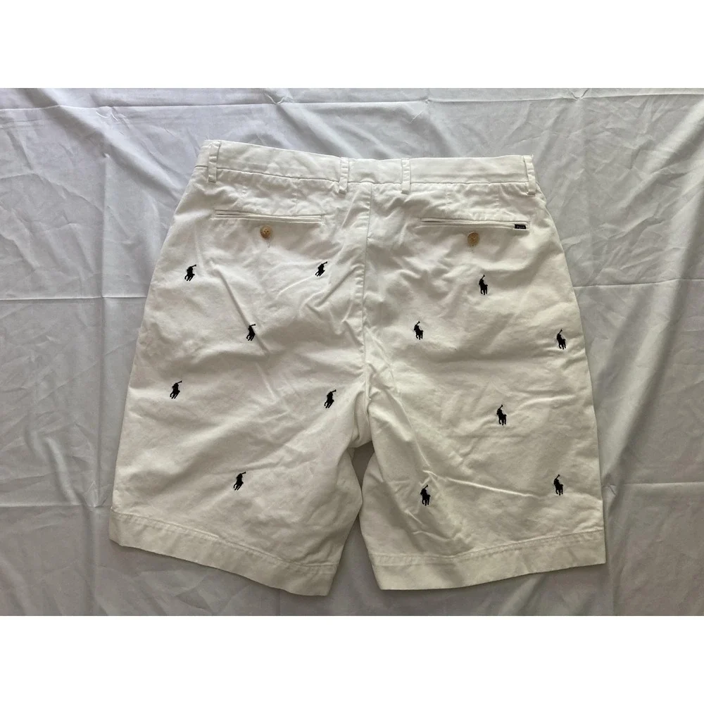 Polo Ralph Lauren Shorts Men 33 White Pony Embroidered Stretch Chino Classic EUC